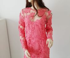 Embroidered lace salmon dress