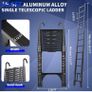 Telescopic Ladder, 5.0 m, Aluminium Folding Ladder with Hooks, Folding Step Boards Image 6