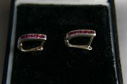 Silver hoops with crystals, folding hoop earrings, 925 Sterling Silver