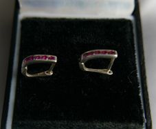 Silver hoops with crystals, folding hoop earrings, 925 Sterling Silver