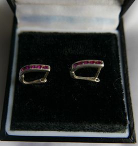 Silver hoops with crystals, folding hoop earrings, 925 Sterling Silver