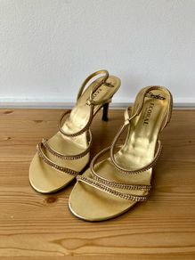 Ecoral special occasion gold leather heels 7/40