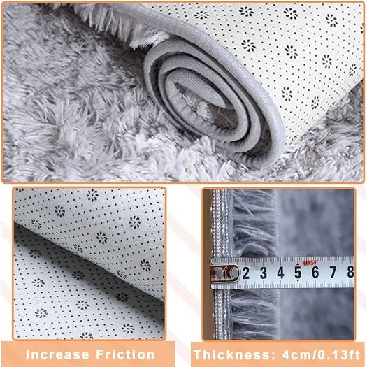 Grey Rugs Living Room 180x270cm Super Soft Fluffy Area Rugs for Bedroom Shaggy Anti-Skid Comfortable Large Rugs Indoor Modern Home Decor Floor Carpet -(Tie-dye