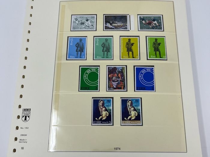 1972-91 Ireland Mint Never Hinged Stamp Collection in Lindner Album. Contained on 56 Lindner Album Pages. 58 Images.
