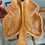 Vintage Teak Wood Serving Butterfly Leaf Shaped Bowl Two Section Tray Image 4