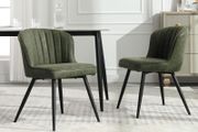 Set of 2 Dining Chairs with Quilted Back PU Leather Upholstered Seat and Metal Legs