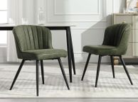 main image for ad Set of 2 Dining Chairs with Quilted Back PU Leather Upholstered Seat and Metal Legs