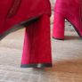 Wine Suede Ankle boots with gold buckle, size 6 Image 5