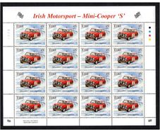2001 Ireland Irish Motorsport 45p/57c Mini Cooper S Commemorative Stamp Sheetlet Plate 1A1A1A1A Mint Never Hinged (MNH)