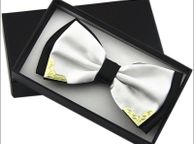 main image for ad Gold Tip Satin Bowtie - White
