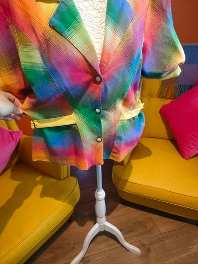 Vintage rainbow plaid blazer