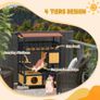 Outdoor Cat Shelter, Four-Tier Wooden Feral Cat House, with Suspension Bridge, Cat Houses, Balcony, Escape Doors Image 4