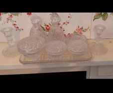 Beautiful vintage glass dressing table set