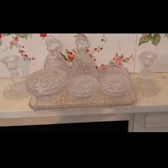 Beautiful vintage glass dressing table set