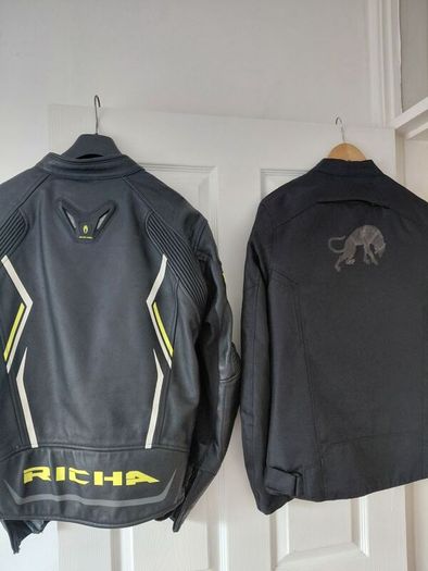 2 jackets and scorpion helmet