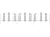 Garden Fence with Spear Top Steel (1-1.25)x5.1 m Black
