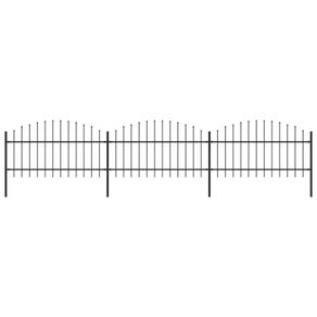 Garden Fence with Spear Top Steel (1-1.25)x5.1 m Black