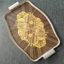 Vintage Woodmet England Mid Century Faux Wooden Brass Bar Serving Tray Image 3