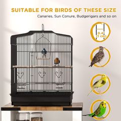 Large Metal Bird Cage with Perches, Food Bowls, Swing, for Budgies, Parakeets, Black