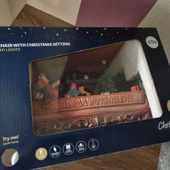 Christmas Village Light Up Santa on Chair