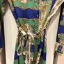 Misspap green,white,blue and gold silk like shirt dress Image 4