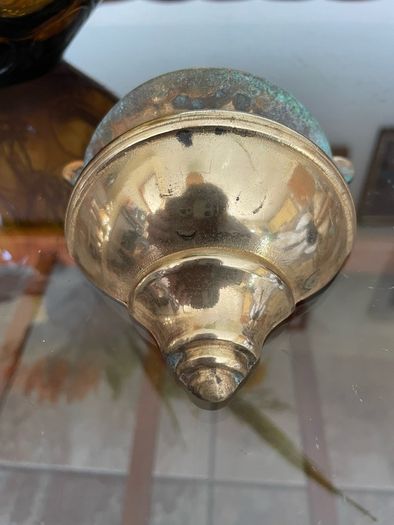 Vintage Brass Holy Water Font Wall Hanging Religious Home Decor