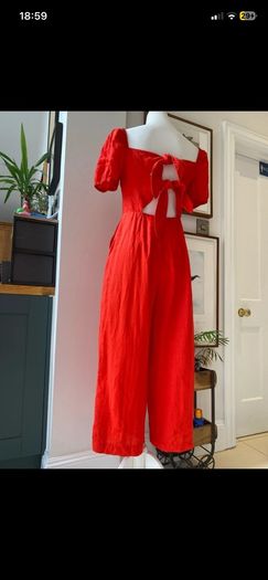 & Other Stories red linen jumpsuit