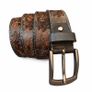 Premium Genuine Leather Belt Dual Tone Vintage Embossed Design with Antique Metal Buckle Image 6