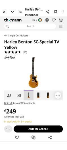 Harley Benton sc special TV yellow
