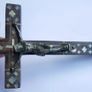 Antique Wooden and Bronze Cross with Mother of Pearl Inlay Image 9