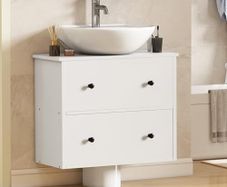 Bathroom under sink cabinet,wall mounted under sink storage,bathroom storage with 2 drawers, Toilet Paper Storage Cabinet, vanity unit, 60 x 30 x 50 cm for small bathroom, White