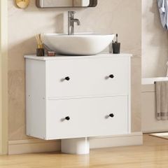Bathroom under sink cabinet,wall mounted under sink storage,bathroom storage with 2 drawers, Toilet Paper Storage Cabinet, vanity unit, 60 x 30 x 50 cm for small bathroom, White