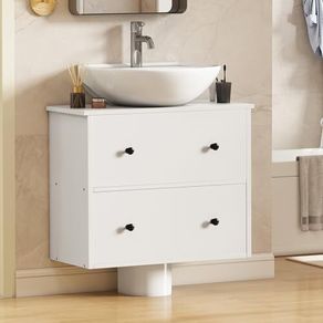 Bathroom under sink cabinet,wall mounted under sink storage,bathroom storage with 2 drawers, Toilet Paper Storage Cabinet, vanity unit, 60 x 30 x 50 cm for small bathroom, White
