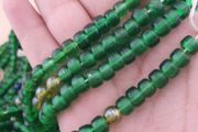 Vintage African style Green Glass Beads Necklace 24 inches
