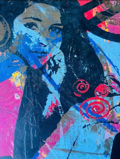 Original signed mix media painting by New York artist Bobby Kareem Hill