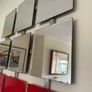 Unique Designer Vintage Bright Red and Mirrored Square Glass on a Welded Grid Frame Image 5