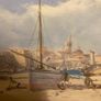Orginal oil painting on canvas framed of boats Image 3