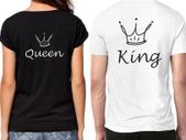 King And Queen Couple T-shirts  Tops Tees Grey For Valentines Day Gift Present Idea