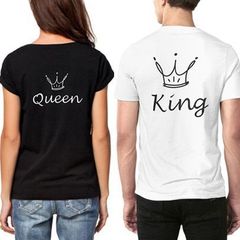 King And Queen Couple T-shirts  Tops Tees Grey For Valentines Day Gift Present Idea