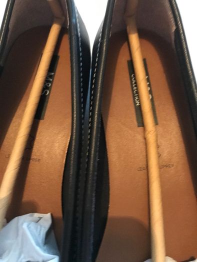 BNWT M&S navy leather flats size 6