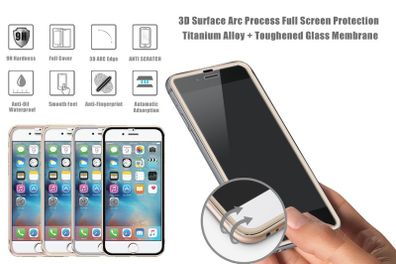 Full Cover 9H Titanium Alloy Color tempered glass screen protector for iphone 6/6S screen protector glass