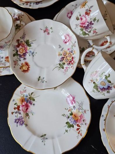 Vintage Royal Crown Derby China "Derby Posies" Bone China Tea Set