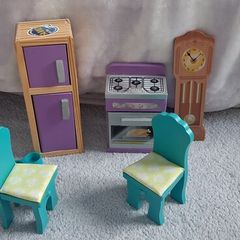 Barbie doll wooden furniture kitchen set