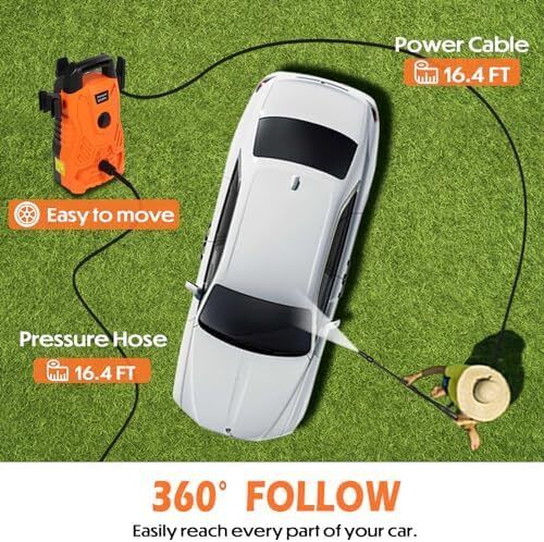 Electric Pressure Washer,1300w Max.100Bar Power Washer,Jet Washer with Foam Cannon for Cars/Fences/Driveways/Home/Patios