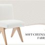 Set of 2 Modern Dining Chairs with V shaped Wooden Legs Chenille Beige Armless Kitchen Chairs with Soft Chenille Cover and Sturdy Wooden Leg Image 4