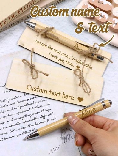 Personalised pen and wooden card