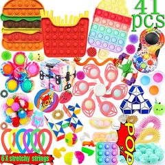 42Pcs TIK Tok Fidget Toys Pack Sensory Fidget Toys Push Bubble Pop Toy Stress Anxiety Relief Toys Set for ADD OCD Autistic Children Adults Anxiety Autism (FREE POSTAGE)