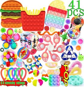 42Pcs TIK Tok Fidget Toys Pack Sensory Fidget Toys Push Bubble Pop Toy Stress Anxiety Relief Toys Set for ADD OCD Autistic Children Adults Anxiety Autism (FREE POSTAGE)