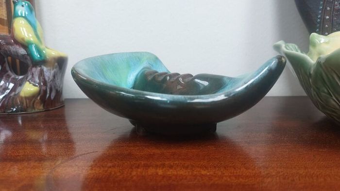 Stunning Vintage Mid Century Modern Ceramic Ashtray in the Most Amazing Turquoise Green and Brown Glaze, Grand River Pottery, Fergus, Canada- A Tobacciana Collector's Dream Piece!