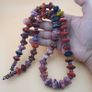 Vintage Venetian African Style Flower Shape Glass & Chevron Glass Beads Necklace 26 inches Image 3